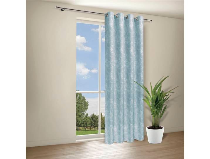Vorhang GERSTER Deniz Gr. 1, blau, B:140cm H:245cm, Wirkware, Polyester, Gardinen, Vorhang, Deko-Ösenschal Deniz