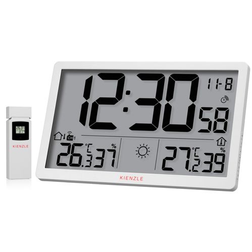 KIENZLE Jumbo NEO LCD Wetter-Wanduhr weiß