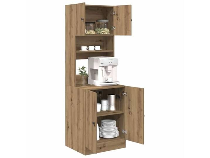 KTHLBRH Sideboard Küche Eiche Handwerk 60 x 50 x 180 cm Technisches Holz, 5 Einlegeböden, 4 Türen, großer Stauraum, einfache Montage