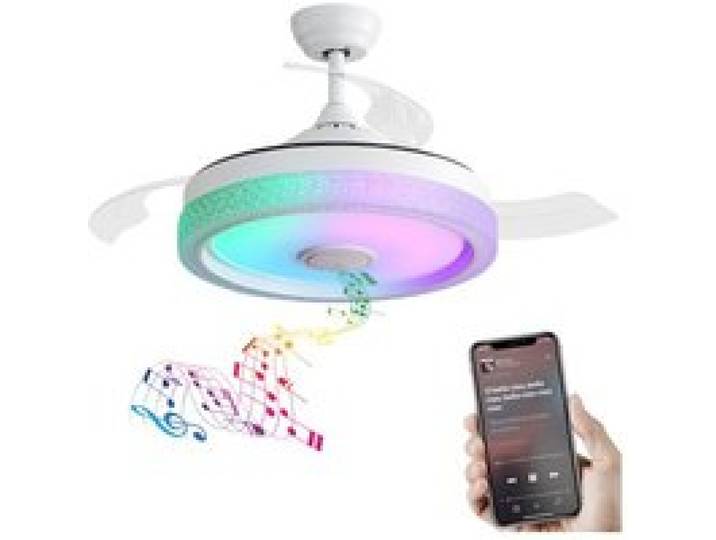 Ventilateur de plafond moderne invisible de 42 pouces avec éclairage LED de 32 W - Réglage de léclairage de App