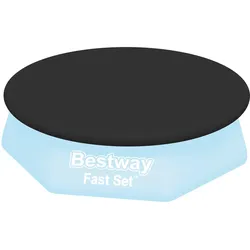 Bestway PVC-Abdeckplane Poolplane Poolabdeckung Pool Ø 244 cm Schwarz rund