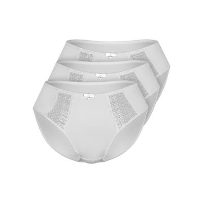 Slip SASSA "3er Pack Slip LOVELY SECRET", Damen, Gr. 48, 3 Stk., Mikrofaser, weiß, Mikrofaser, , figurbetont, Unterhosen Slip