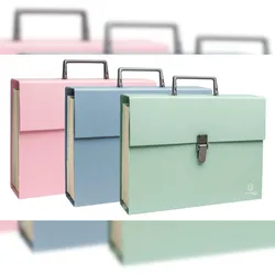 Exacompta 56339E 4x Dokumententasche mit Griff, Recyclingkarton, 18 Fächer, Kollektion AutentiK - Farben sortiert