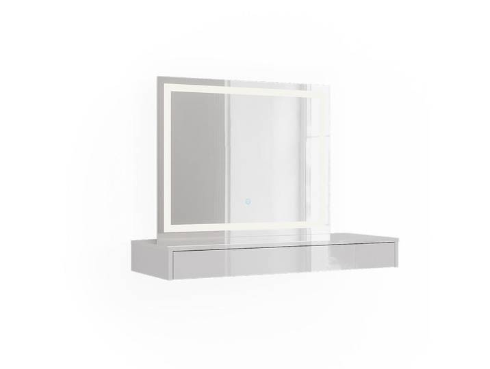 Vicco Schminktisch Sherry, Weiß, 100 cm mit LED-Spiegel, Holzwerkstoff, Rechteckig, 100x77x40.1 cm, Schlafzimmer, Schminktische