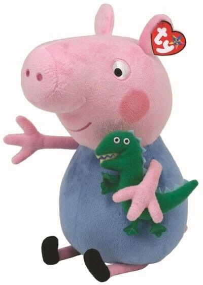 Ty Medium - Peppa Pig - George Pig - Suitable from Birth - Soft Plush Toy - Official Peppa Pig Collection