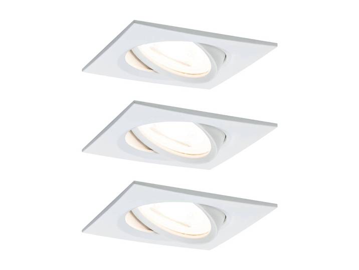 Paulmann 3er Spot Nova eckig schwenk/dimmbar, weiß Nova, dimmbar, weiß / opal, für Flurbereich, Aluminium, Modern, Einbauleuchte