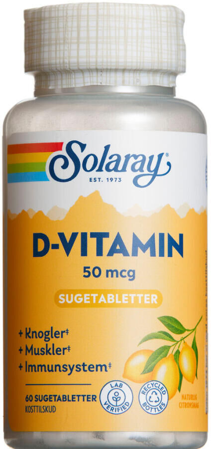Solaray D-Vitamin sugetabletter Kosttilskud 60 stk
