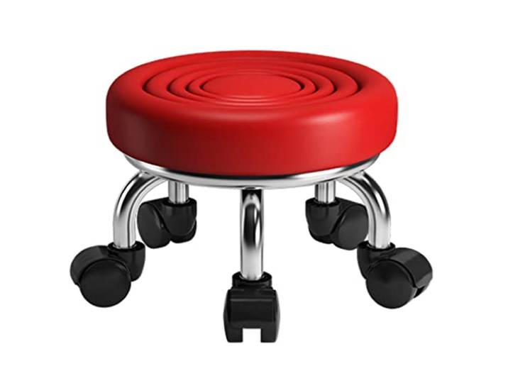 JFGCTYHXY Hocker mit Rollen, Roller Sitz Kurze Roll Fuß Hocker mit Universal Swivel Caster Räder(Red)