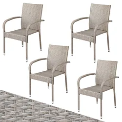Polyrattan Stapelstuhl Comfort 4er-Set Creme