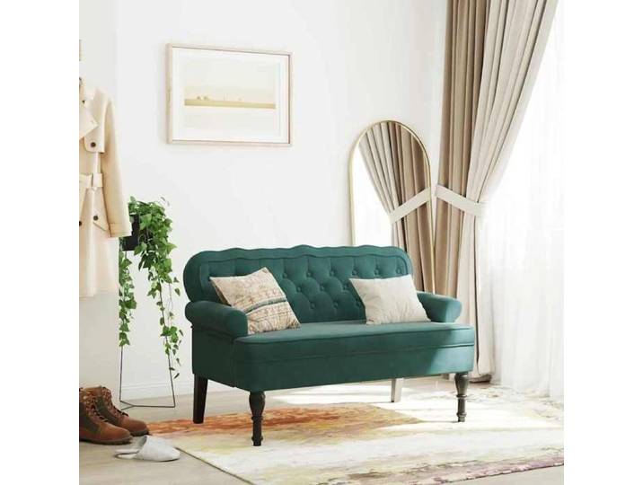 Luxueux Best* Banc avec dossier vert foncé 119 5x64 5x75cm velours - Banc coffre salon *Mai16766