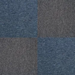 40 Teppichfliesen 50 x 50cm Kohle-Schwarz & Sturmblau 10m2