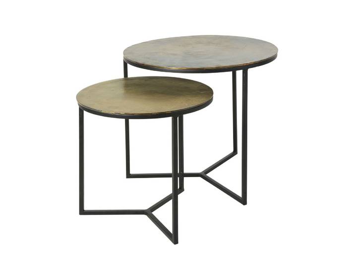 Schwarze und goldene Beistelltische aus Schmiedeeisen (x2)