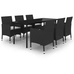 Helloshop26 - 7-teiliges Gartenmöbelset mit Kissen Kunstharzgewebe schwarzem Glas 02_0014449
