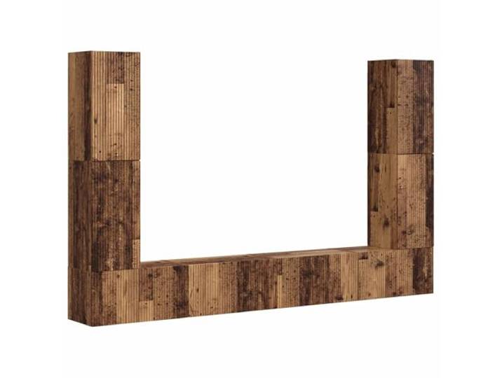 GHVBNMF 8-Teiliges TV Möbel Set Wandschrank Hängeboard Altholz-Optik Flexibles 8er-Set aus robustem Holzwerkstoff schafft Ordnung im Wohnzimmer und eignet sich ideal für Receiver und Deko.