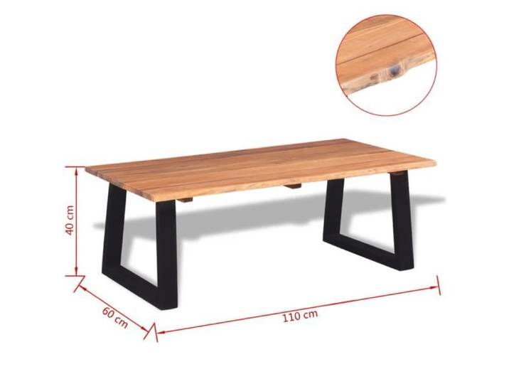 Table basse - OVONNI - Bois d'acacia massif - Style scandinave - Marron et noir