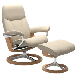 Stressless Sessel mit Hocker Consul Signature Leder Beige Batick Cream L (Large)