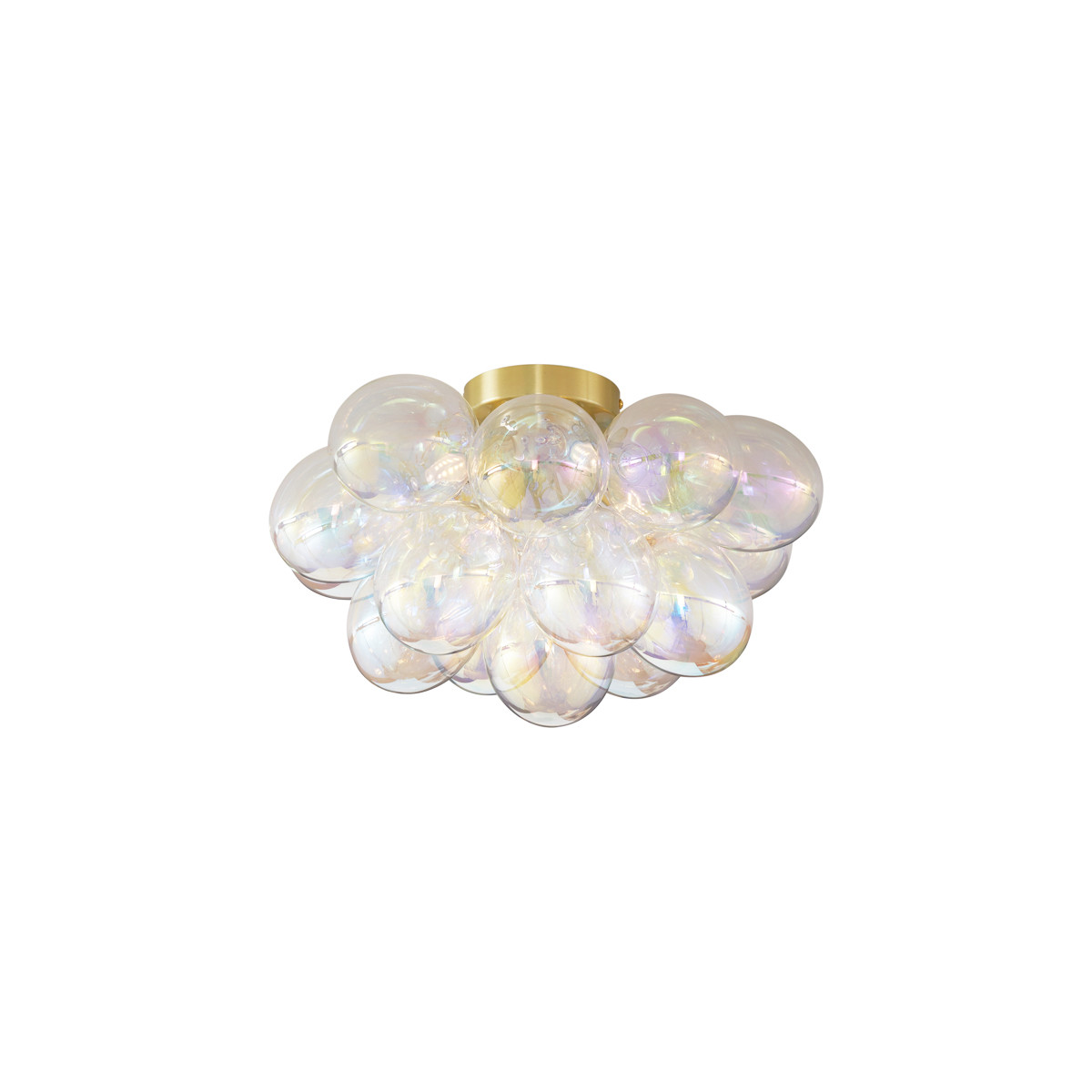 Qazqa Design plafondlamp messing met meerkleurig regenboogglas