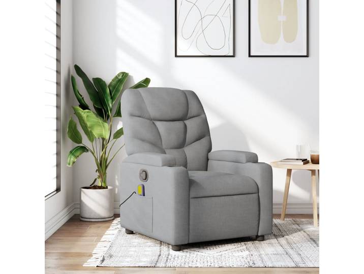 vidaXL Massage-Relaxsessel, hellgrauer Stoff