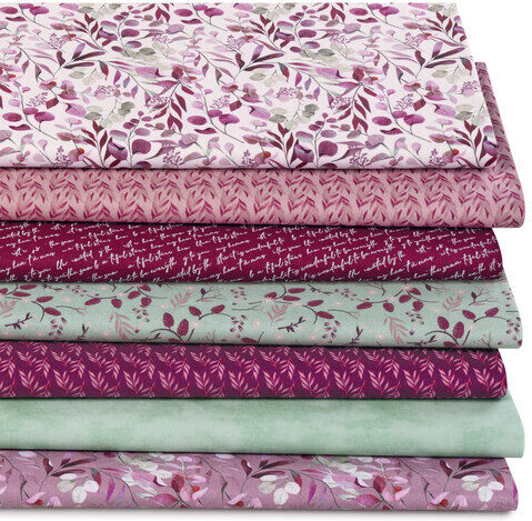 Patchwork- und Quiltpaket "Eukalyptus", beere-color