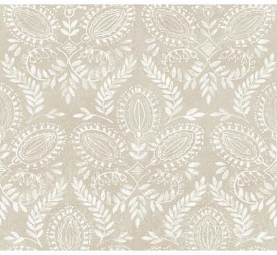 Antonina Vella Laurel Damask Off White Wallpaper