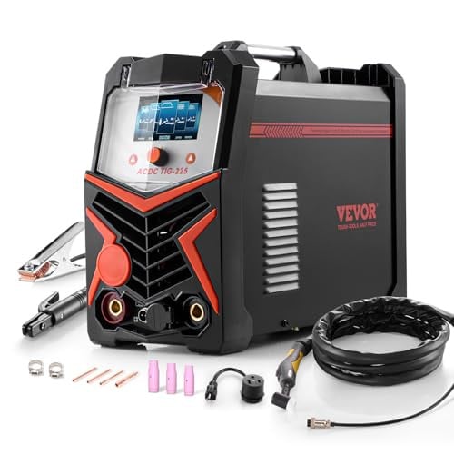 VEVOR 6-in-1 TIG-lasapparaat voor aluminium, 225 A, AC/DC TIG met puls en MMA-functie, zwart