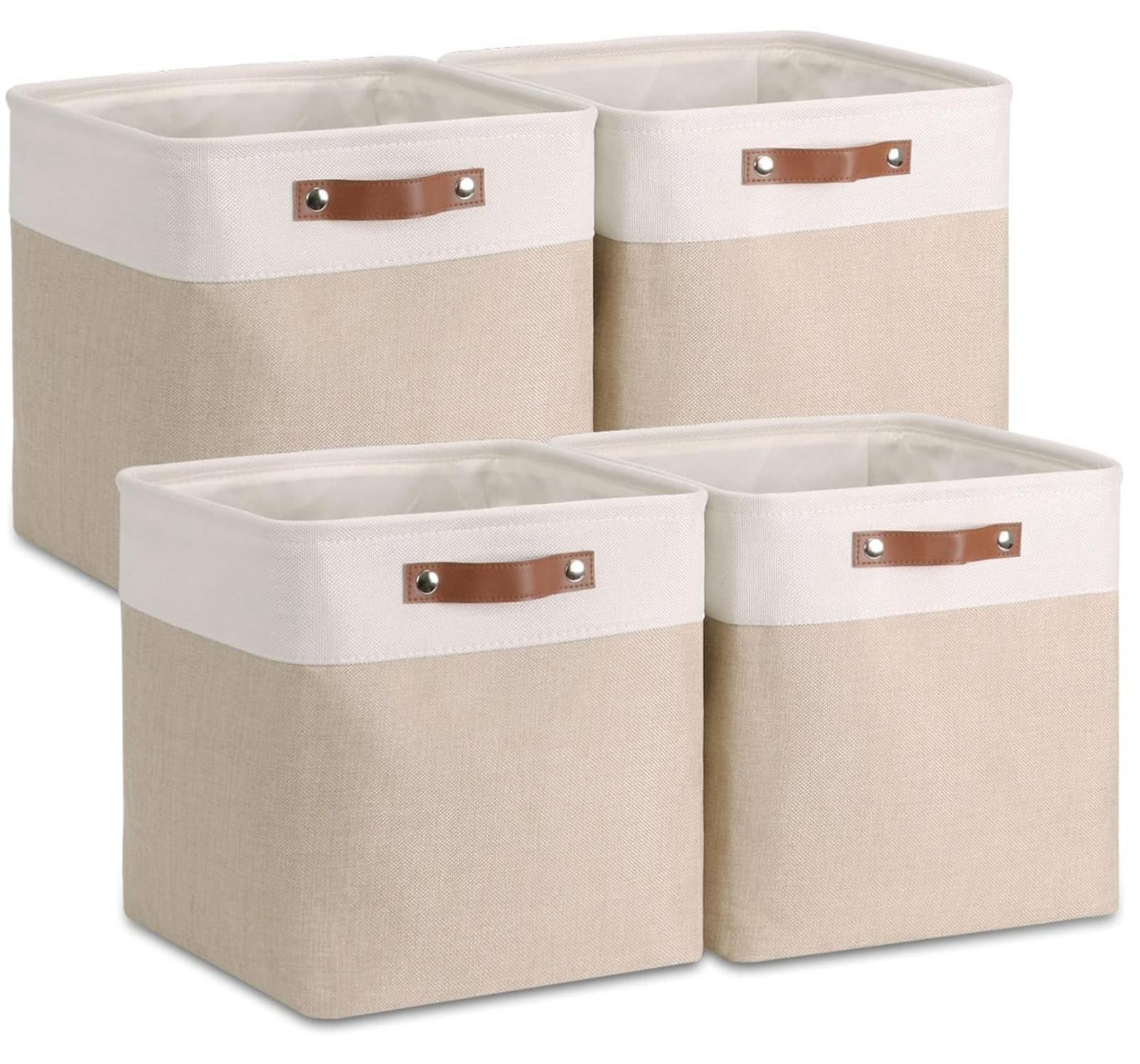 Set van 4 stapelbare opbergboxen van textiel voor kleding, 25 x 25 x 25 cm