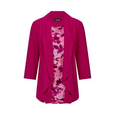 Langarmshirt GOLDNER "Viskoseshirt in Twinset-Optik", Damen, Gr. 38, lila (beere, gemustert), Obermaterial: 95% Viskose CV. 5% Elasthan EL., gerade, Shirts Langarmshirt, Ton in Ton Hotfixe am Druck
