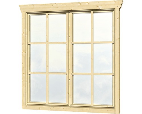 Doppelfenster für Gartenhaus 45 mm SKAN HOLZ 2x57,5x123,5 cm natur