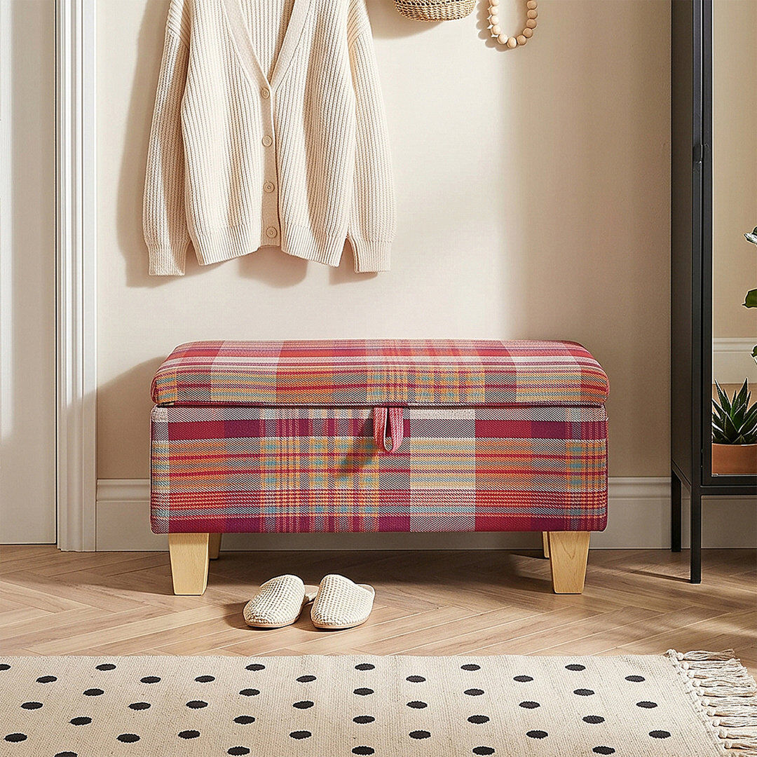 Latitude Vive 49cm Wide Rectangle Standard Ottoman Red Plaid 34" H x 71" W x 37" D
