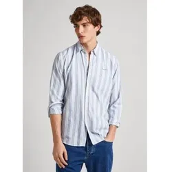 Pepe Jeans für Herren. PM308509 Pazifikblaues Hemd (S), Lässig, Baumwolle, Langarm, Nachhaltig