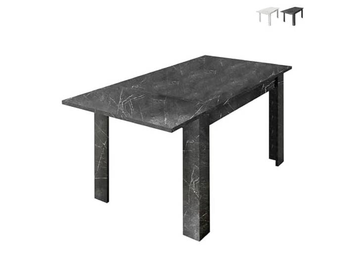 Produce Shop Auris Esstisch, ausziehbar, Marmoroptik, 90 x 137 – 185 cm, Schwarz