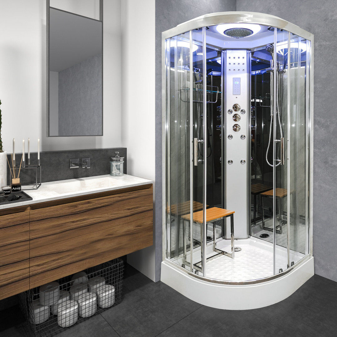 Vidalux SS1000 Shower Cabin Enclosure - Mirror Glass Chrome 220cm H x 100cm W x 100cm D