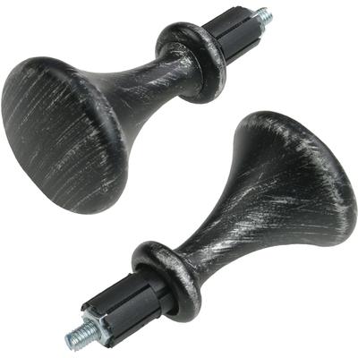 Gardinenstangen-Endstück LIEDECO "Endstück, Endknopf Kegel "Esperanca" für 16 mm Stangen" Gr. 1, silber (silberfarben, schwarz), H:4,4cm L:5,5cm, Gardinenstangenendstücke, Gardinenstangen-Endstück, Endstück, Endknopf