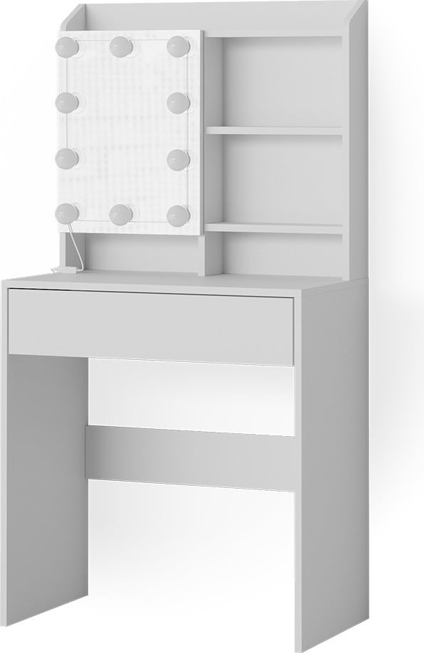 Vicco Laura Kaptafel Wit met Spiegel en LED-lichtslinger, Breedte: 70 cm