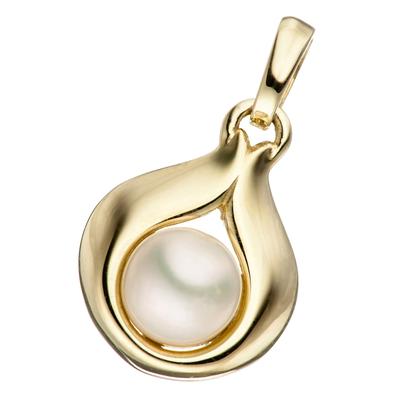 Perlenanhänger JOBO "Anhänger Tropfen mit Perle", gold (gelbgold 333), Schmuckanhänger, Damen, Gelbgold 333 Perlen, Gelbgold 333, Perlen, 333 Gold mit einer Süßwasser-Zuchtperle