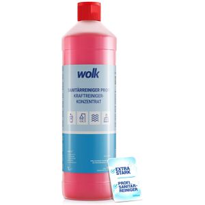 Wolk Badreiniger Profi Kraftreiniger Konzentrat, Sanitärreiniger, gegen Kalk und Schmutz, 1 Liter