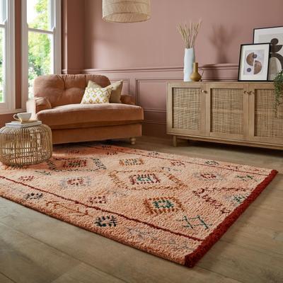 Wollteppich FLAIR RUGS "Sahara Shaggy", rosa, B:200cm H:25mm L:290cm, Wolle, Teppiche, Sahara Shaggy Teppich aus Berberwolle