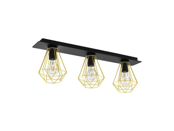 Eglo Deckenleuchte, Schwarz, Honig, Metall, länglich, 17.5x24.5x77 cm, Lampen & Leuchten, Innenbeleuchtung, Deckenleuchten, Deckenleuchten
