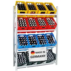 PROREGAL Getränkekistenregal Chiemsee Made in Germany | HxBxT 185x136x34cm | 16 Kisten auf 4 Ebenen | Verzinkt