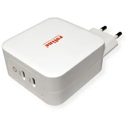 Roline USB Ladegerät 100W 2x C PD GaN (100 W, 1 Port), USB Ladegerät, Weiss