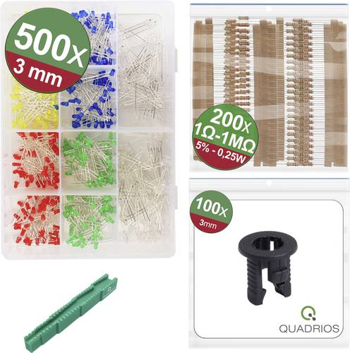 Quadrios 24O195 LED-Sortiment Rot, Grün, Gelb, Blau, Weiß 20mA 3V