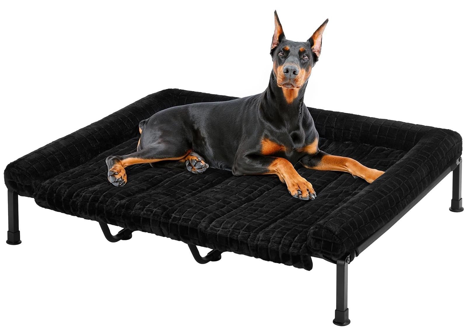 Fluffy Verhoogd Hondenbed Sofa - Zwart