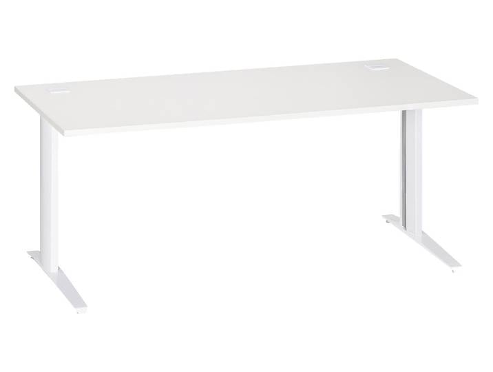 Bureau droit Excellens L 180 cm blanc piétement métal plus blanc - - Bruneau
