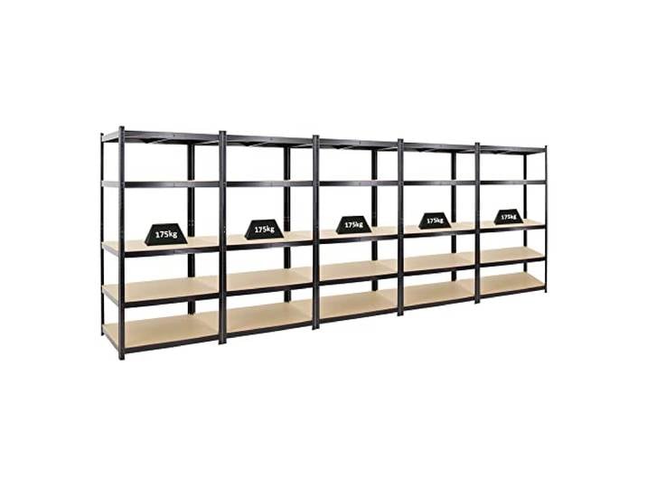PROREGAL Mega Deal 5X Schwerlastregal Taurus Schwarz 180x90x60cm mit Fachlast 175kg Kellerregal, Steckregal, Garagenregal, Lagerregal