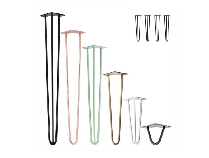 Natural Goods Berlin Tischbein 4er Set HAIRPIN Legs, Haarnadelbeine, Möbelfüße, Sitzbank / Couchtisch, Antik Roségold