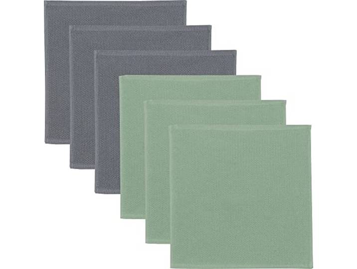 Erwin Müller Reinigungstuch, Putztuch, Putzlappen, Spültuch 2-farbig 6er-Pack grau/jade Größe 25x25 cm - zum Spülen oder Staubwischen, robust, langlebig, mit Frottierseite