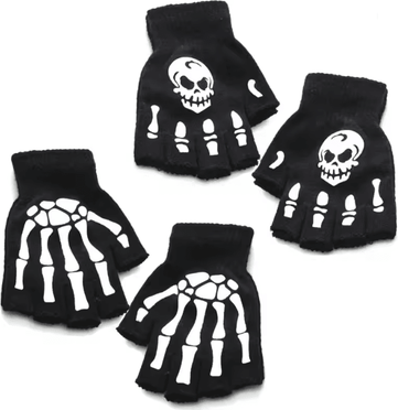 Inspire Essentials GlowSkull Halloween Skeleton Half Finger Gloves 6