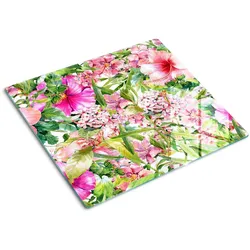 GLASPLATTE 60x52 cm Blumenmuster