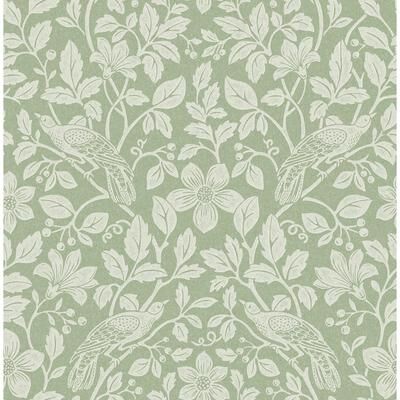 Advantage Marlow Green Bird Vine Wallpaper