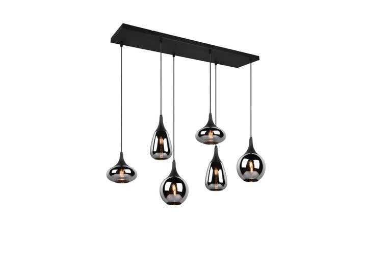 Trio Lumina Pendelleuchte Metall/Glas Schwarz matt/Chrom 6